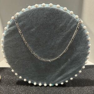 Monet Silver Tine Figaro Chain Necklace - White